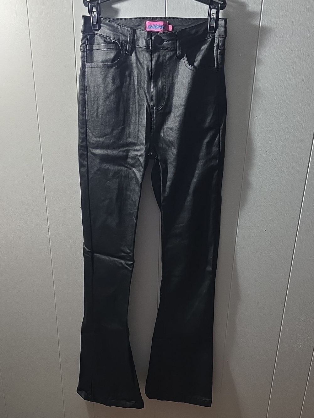 Edikted Black Faux Leather Flared Pants